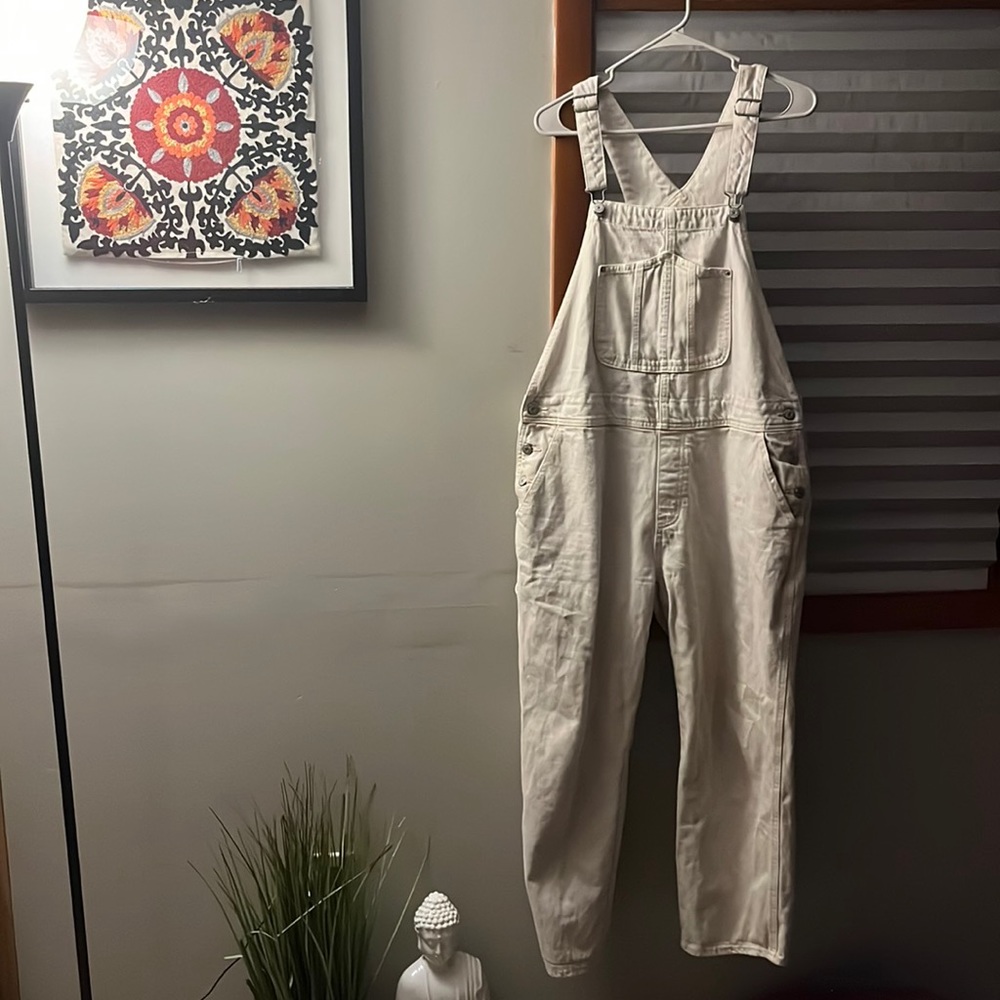 White old navy overalls